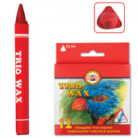 Восковые мелки KOH-I-NOOR "Trio Wax", 12 цветов, трехгранные, картонная упаковка с европодвесом, 8272012001KS