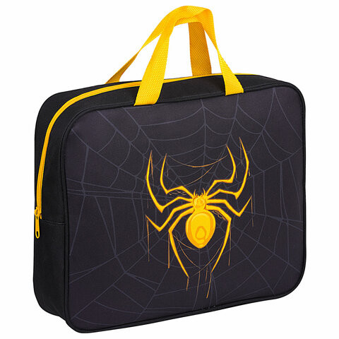 Папка на молнии с ручками BRAUBERG А4, 1 отделение, полиэстер, 80 мм, "Venomous spider", 271485 по низкой цене оптом 