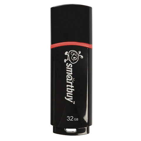 Флеш-диск 32 GB, SMARTBUY Crown, USB 2.0, черный, SB32GBCRW-K по низкой цене оптом Краснодар, Москва, Уфа, Казань, Барнаул, Владивосток, Хабаровск, Сахалин, Красноярск, Екатеренбург, 