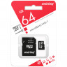 Карта памяти micro SDXC, 64 GB, SMARTBUY, 10 Мб/сек. (class 10), с адаптером, SB64GBSDCL10-01 по низкой цене оптом 