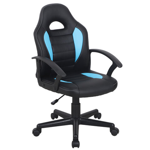 Кресло компьютерное BRABIX "Spark GM-201", экокожа, черное/голубое, 532505 по низкой цене оптом 
