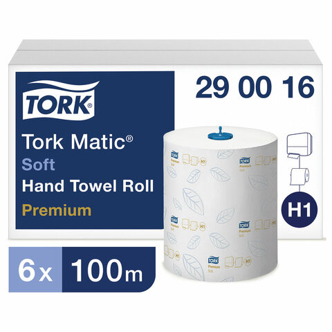 Полотенца бумажные рулонные TORK (Система H1) Matic, комплект 6 шт., Premium, 100 м, 2-слойные, белые, 290016 по низкой цене оптом Краснодар, Москва, Уфа, Казань, Барнаул, Владивосток, Хабаровск, Сахалин, Красноярск, Екатеренбург, 