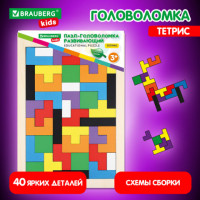 Головоломка развивающая деревянная "Тетрис", цветной, 18х27 см., BRAUBERG KIDS, 665262