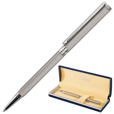 Ручка подарочная шариковая GALANT "Stiletto Chrome", тонкий корпус, серебристый, хромированные детали, пишущий узел 0,7 мм, синяя, 140528 по низкой цене оптом 