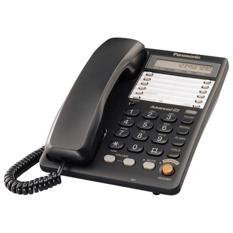 Телефон PANASONIC KX-TS2365RUB, память на 30 номеров, ЖК-дисплей с часами, автодозвон, спикерфон, черный по низкой цене оптом 