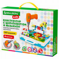 Конструктор с шуруповертом РАЗВИВАЮЩИЙ 247 деталей, BRAUBERG KIDS, КОД 1С, 665204