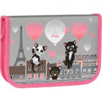 Пенал TIGER FAMILY 1 отделение, 1 откидная планка, ткань, "Think Pink In Paris", 20х14х4 см, 270246