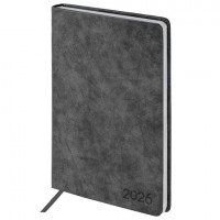 Ежедневник датированный 2026 А5 138х213мм BRAUBERG Ice, под кожу, черный, 117393