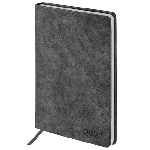 Ежедневник датированный 2026 А5 138х213мм BRAUBERG Ice, под кожу, черный, 117393 по низкой цене оптом Ежедневник датированный 2026 А5 138х213мм BRAUBERG Ice, под кожу, черный, 117393 по низкой цене оптом