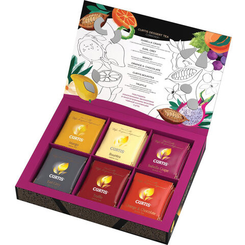 Чай CURTIS (Кёртис) "Dessert Tea Collection", набор 30 пакетиков, ассорти (6 вкусов по 5 пакетиков), 58,5 г, 100933 по низкой цене оптом 