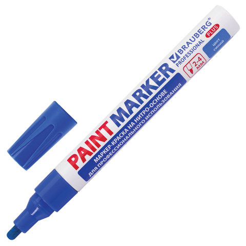 Маркер-краска лаковый (paint marker) 4 мм, СИНИЙ, НИТРО-ОСНОВА, алюминиевый корпус, BRAUBERG PROFESSIONAL PLUS, 151447 по низкой цене оптом Краснодар, Москва, Уфа, Казань, Барнаул, Владивосток, Хабаровск, Сахалин, Красноярск, Екатеренбург, 