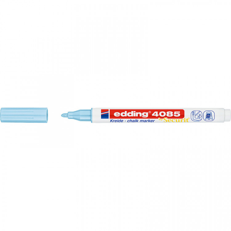 Маркер меловой по стеклу edding 4085, смываемый, круглый наконечник, 1-2 мм Пастельно-синий по низкой цене оптом Краснодар, Москва, Уфа, Казань, Барнаул, Владивосток, Хабаровск, Сахалин, Красноярск, Екатеренбург, 