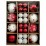 Шары новогодние ёлочные НАБОР 40шт, 8см/4 см, "Red&White", красные/белые, пластик, ЗОЛОТАЯ СКАЗКА, 592167 по низкой цене оптом 