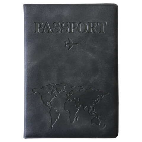 Обложка для паспорта "Passport Map", мягкая экокожа, графитовая, STAFF, 238875 по низкой цене оптом 