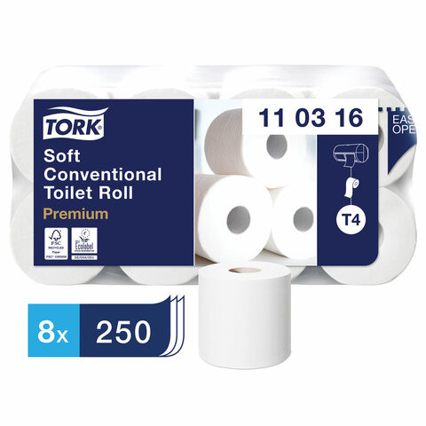Бумага туалетная TORK (Система Т4), 3-слойная, спайка 8 шт. х 29,5 м, Premium, 110316 по низкой цене оптом Краснодар, Москва, Уфа, Казань, Барнаул, Владивосток, Хабаровск, Сахалин, Красноярск, Екатеренбург, 