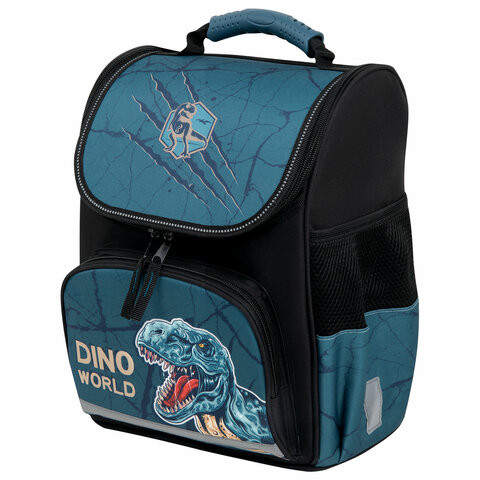 Ранец ПИФАГОР BASIC, 1 отделение, 3 кармана, эргономичная спинка, "Dino world", 35х28х18 см, 272046 по низкой цене оптом 