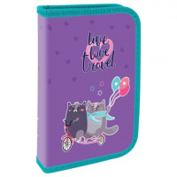 Пенал ПИФАГОР, 1 отделение, ламинированный картон, 19х11 см, Bike cats, 272241