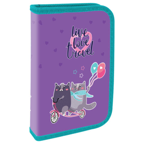 Пенал ПИФАГОР, 1 отделение, ламинированный картон, 19х11 см, Bike cats, 272241 по низкой цене оптом 