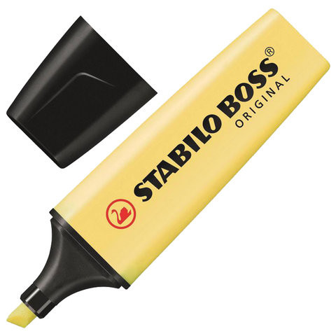 Текстовыделитель STABILO "Boss Pastel", ВАНИЛЬНЫЙ, линия 2-5 мм, 70/144 по низкой цене оптом Краснодар, Москва, Уфа, Казань, Барнаул, Владивосток, Хабаровск, Сахалин, Красноярск, Екатеренбург, 