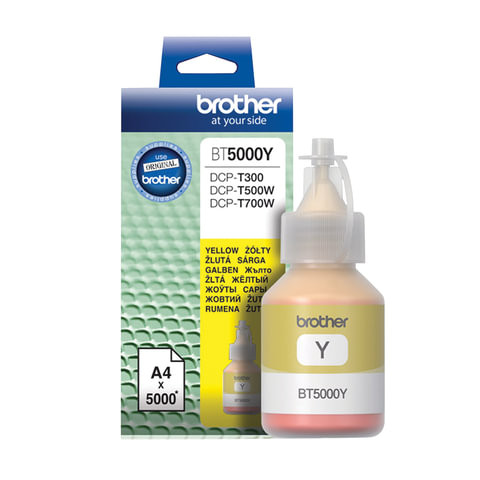 Чернила BROTHER (BT5000Y) для СНПЧ Brother DCP-T310/T510W\T710W, желтые, оригинальные, ресурс 5000 страниц по низкой цене оптом 