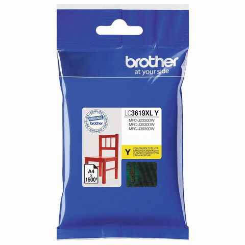 Картридж струйный BROTHER (LC3619XLY) для MFC-J3530DW/J3930DW, желтый, оригинальный, ресурс 1500 страниц по низкой цене оптом 