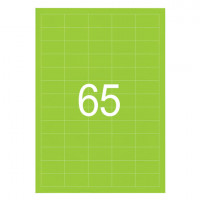 Этикетка самоклеящаяся 38х21,2 мм, 65 этикеток, неоново-зеленая, 65 г/м2, 50 листов, STAFF, 128846