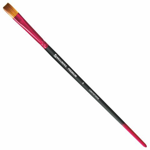 Кисть синтетика, плоская №4, BRAUBERG PREMIUM, 201013 по низкой цене оптом 