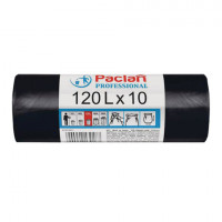Мешки для мусора 120 л, черные, в рулоне 10 шт., ПНД, 12,8 мкм, 70х105 см, PACLAN "Professional", 402029