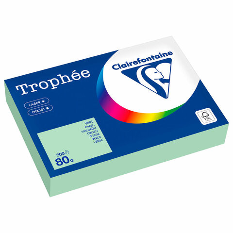 Бумага цветная CLAIREFONTAINE, А4, 80 г/м2, 500 л., пастель, зеленая, Франция, 1975PC по низкой цене оптом 