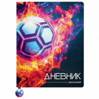 Дневник 1-11 класс 48л, кожзам (твердая с поролоном), печать, ляссе с аппликацией, BRAUBERG, Футбол, 107234