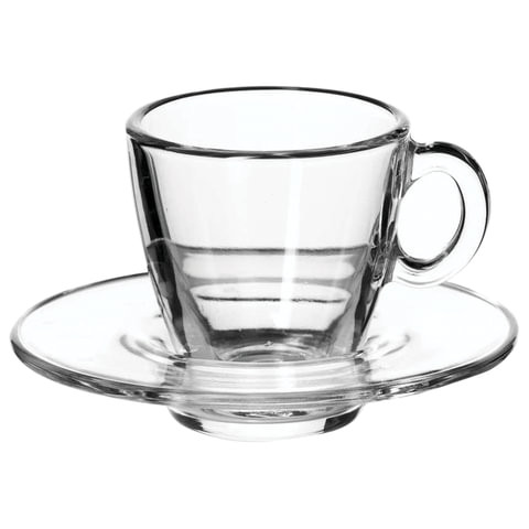 Набор кофейный на 6 персон (6 чашек объемом 72 мл, 6 блюдец), стекло, "Aqua", PASABAHCE, 95756 по низкой цене оптом 
