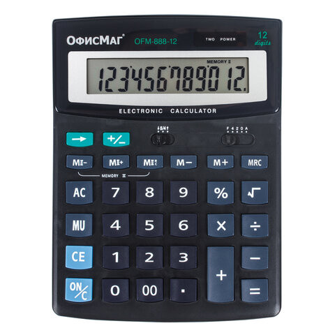 Калькулятор настольный ОФИСМАГ OFM-888-12 (200х150 мм), 12 разрядов, двойное питание, 250224 по низкой цене оптом 