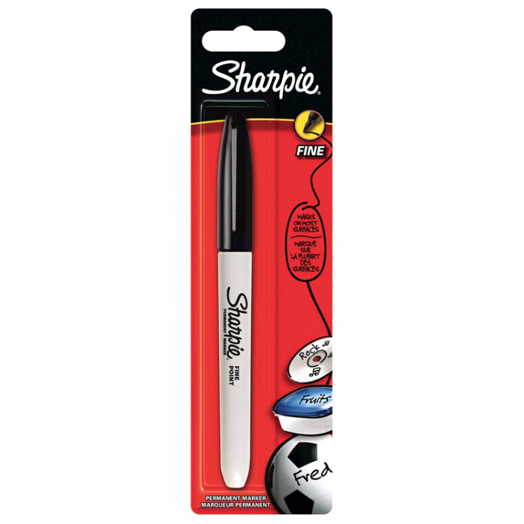 Маркер перманентный Sharpie "Fine" черный, пулевидный, 1мм, блистер по низкой цене оптом 