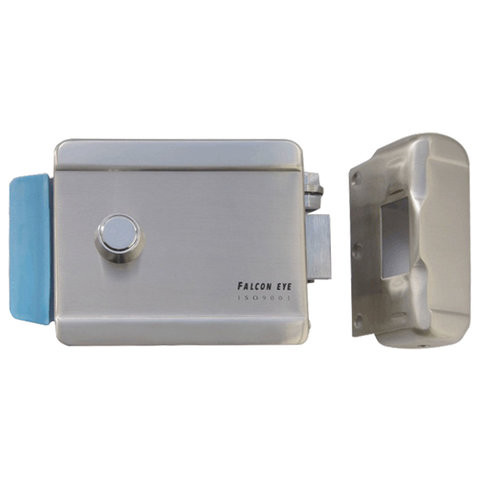 Замок FALCON EYE FE-2370 электромеханический накладной, 3 ключа, кнопка выхода, хромированный, серебро, 00-00001770 по низкой цене оптом 