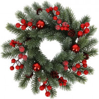 Венок новогодний заснеженный, d30см "Зимняя Сказка", с декором, литой ПЭТ, ЗОЛОТАЯ СКАЗКА, 592518