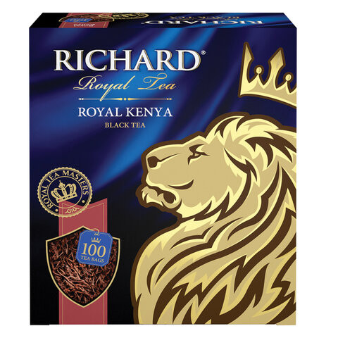 Чай RICHARD "Royal Kenya", черный, 100 пакетиков по 2 г, 100438 по низкой цене оптом 