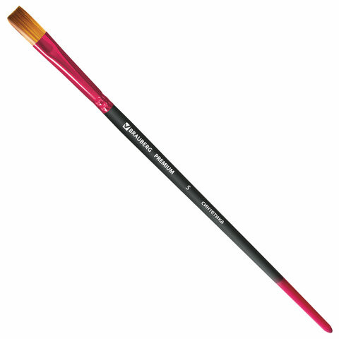 Кисть синтетика, плоская №5, BRAUBERG PREMIUM, 201014 по низкой цене оптом 