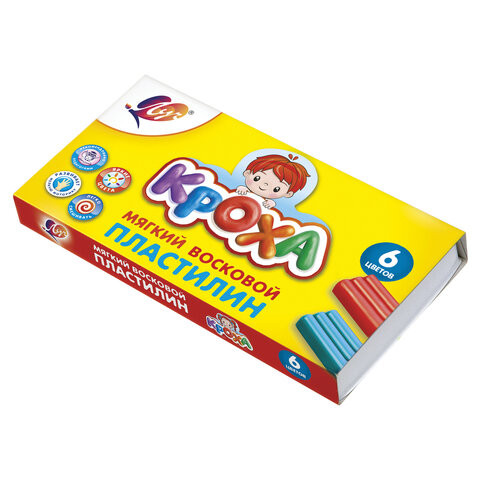 Пластилин мягкий ЛУЧ "Кроха", 6 цветов, 90 г, со стеком, картонная упаковка, 12С 863-08 по низкой цене оптом 