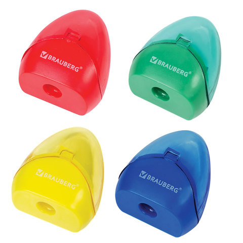 Точилка BRAUBERG BELL с контейнером, пластиковая, конусообразная, цвет корпуса ассорти, 226937 по низкой цене оптом 