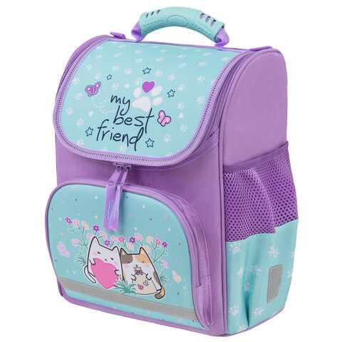 Ранец ПИФАГОР BASIC, 1 отделение, 3 кармана, эргономичная спинка, "Cat friends", 35х28х18 см, 272048 по низкой цене оптом 