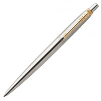 Ручка гелевая PARKER "Jotter Stainless Steel GT", корпус серебристый, позолоченные детали, черная, 2020647