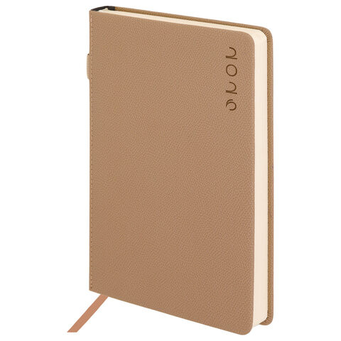 Ежедневник датированный 2026 А5 138х213мм BRAUBERG Essential, под кожу, держатель, бежевый, 117396 по низкой цене оптом 