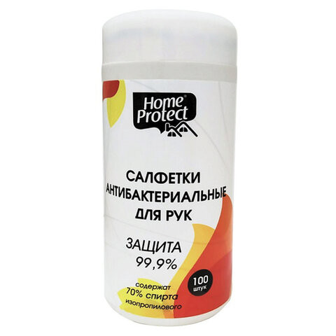 Салфетки для рук антибактериальные спиртосодержащие (70%) 100 шт., HOME PROTECT, HP800005 по низкой цене оптом 