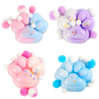 Игрушка-антистресс "ЦВЕТНАЯ КОШАЧЬЯ ЛАПКА С ПОМПОНАМИ", 7*6см, ассорти 4 вида, дисплей, JOLLY JOT (ДЖОЛЛИ ДЖОТ), 665770