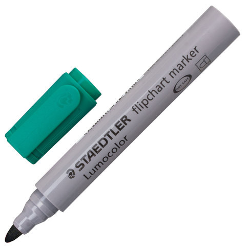 Маркер для флипчарта STAEDTLER (Германия) "Lumocolor", НЕПРОПИТЫВАЮЩИЙ, ЗЕЛЕНЫЙ, скошенный наконечник, 2 мм, 356-5 по низкой цене оптом 