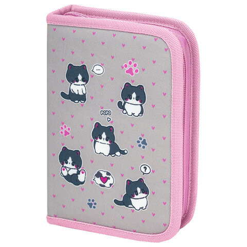 Пенал BRAUBERG, 1 отделение, полиэстер, 21х14 см, Cat patches, 272327 по низкой цене оптом 