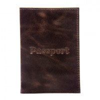 Обложка для паспорта натуральная кожа пулап, "Passport", кожаные карманы, коричневая, BRAUBERG, 238197
