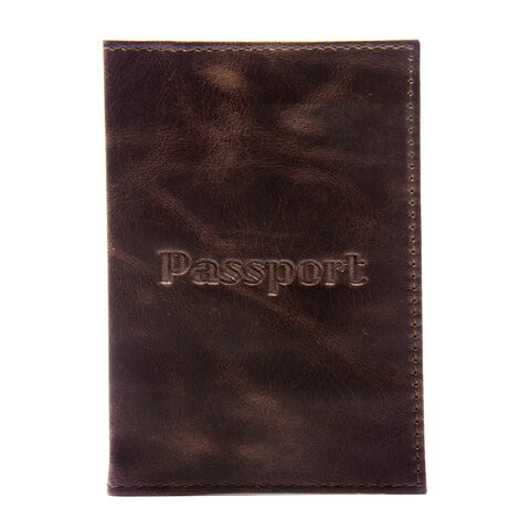 Обложка для паспорта натуральная кожа пулап, "Passport", кожаные карманы, коричневая, BRAUBERG, 238197 по низкой цене оптом 