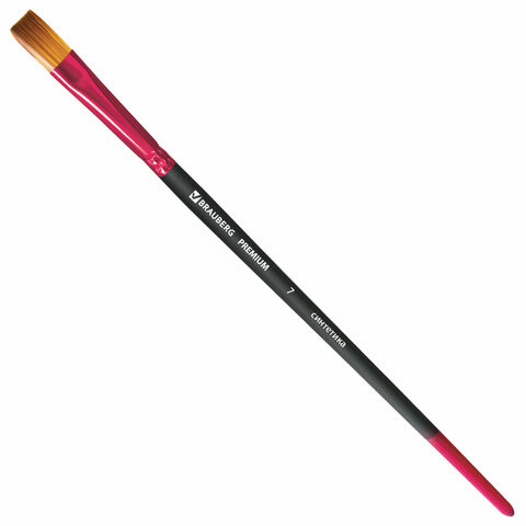 Кисть синтетика, плоская №7, BRAUBERG PREMIUM, 201016 по низкой цене оптом 