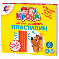 Пластилин мягкий в больших брусках ЛУЧ "Кроха", 8 цветов, 240 г, со стеком, 29С 1774-0, 29С 1774-08